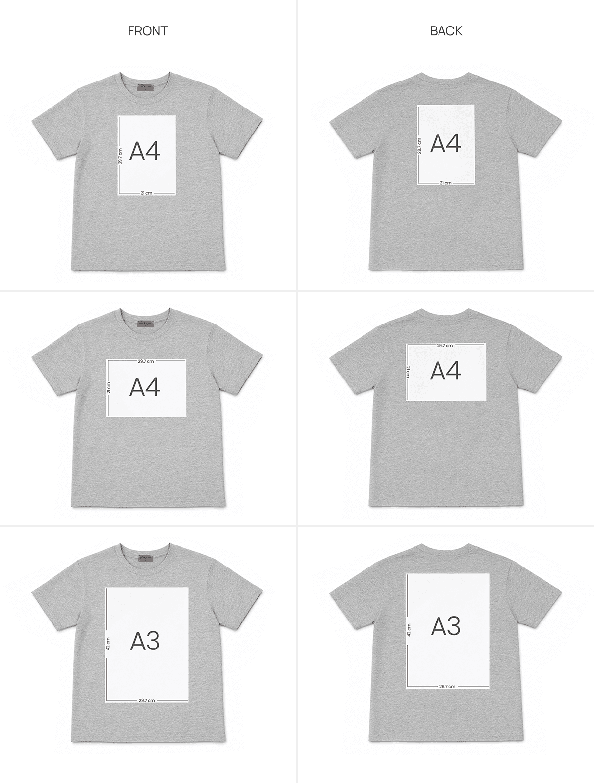 A3 A4 Artwork Placement on Tshirt