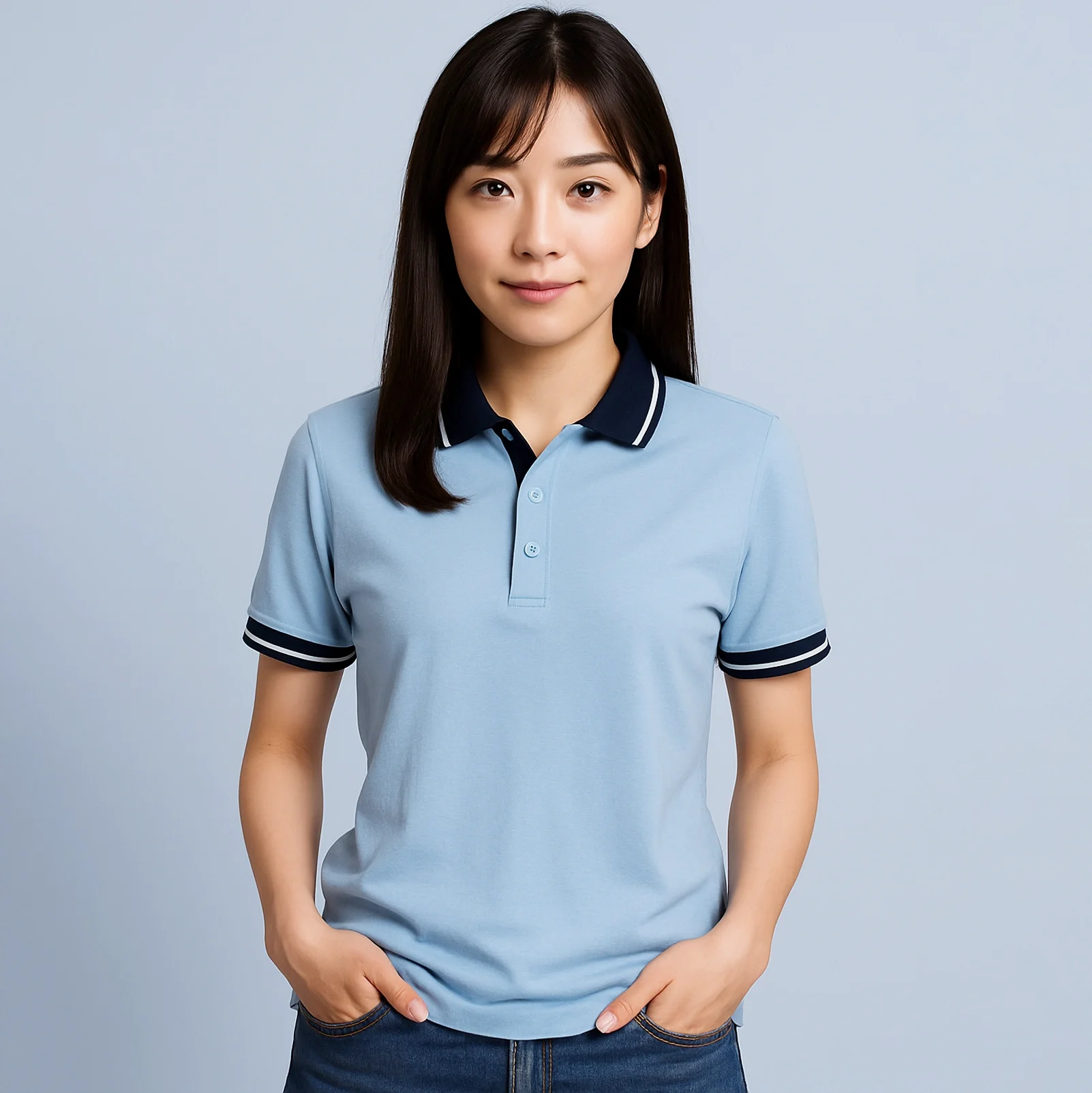 Basic Multi-Tone Polo T-Shirt.