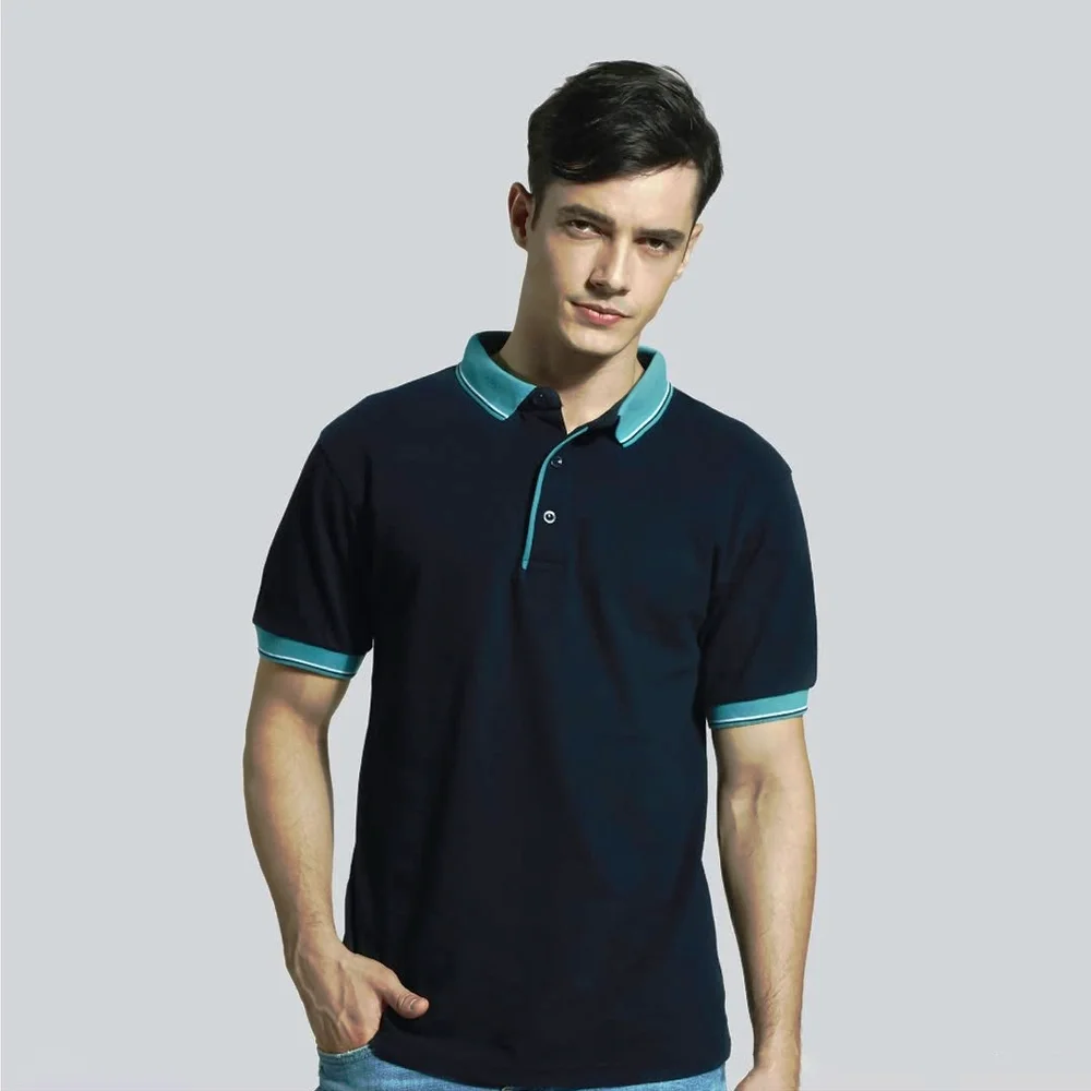 Collar Multi Tone Honeycomb Polo T-Shirt