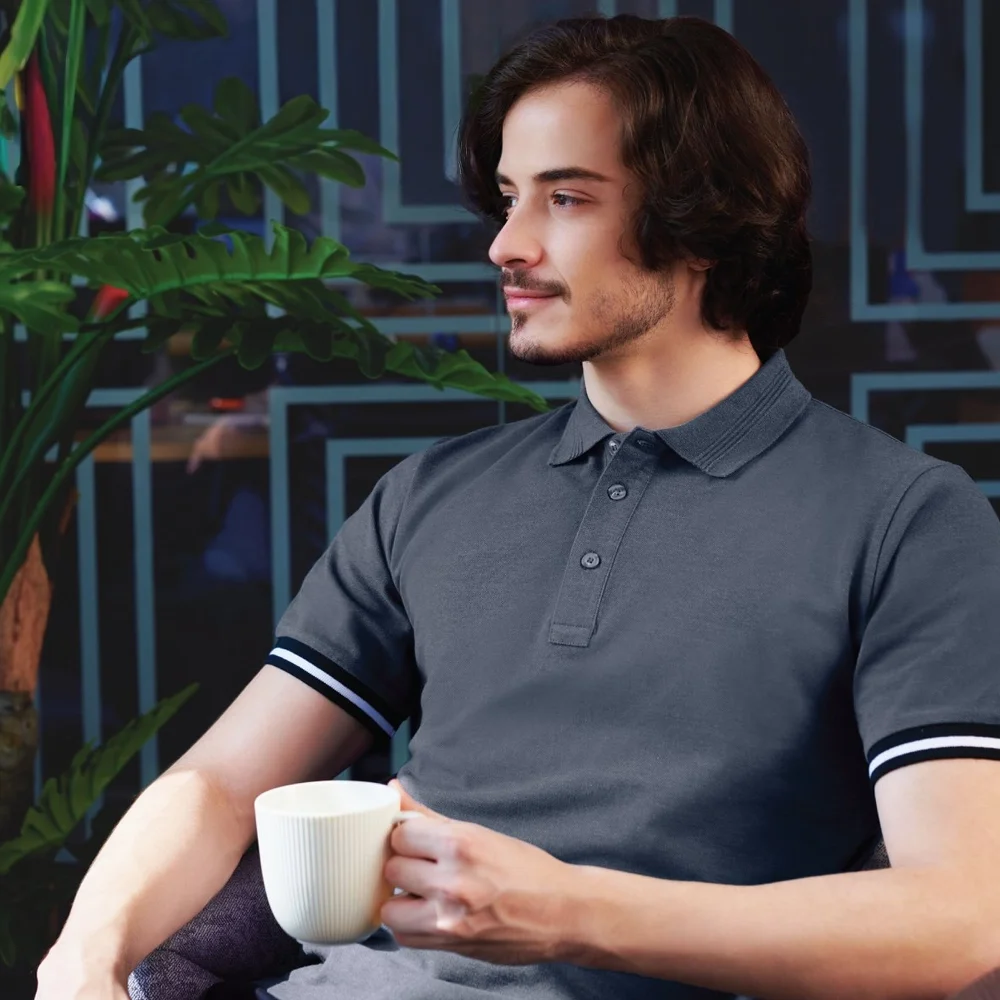 Multi-Tone Cuff Polo T-Shirt.