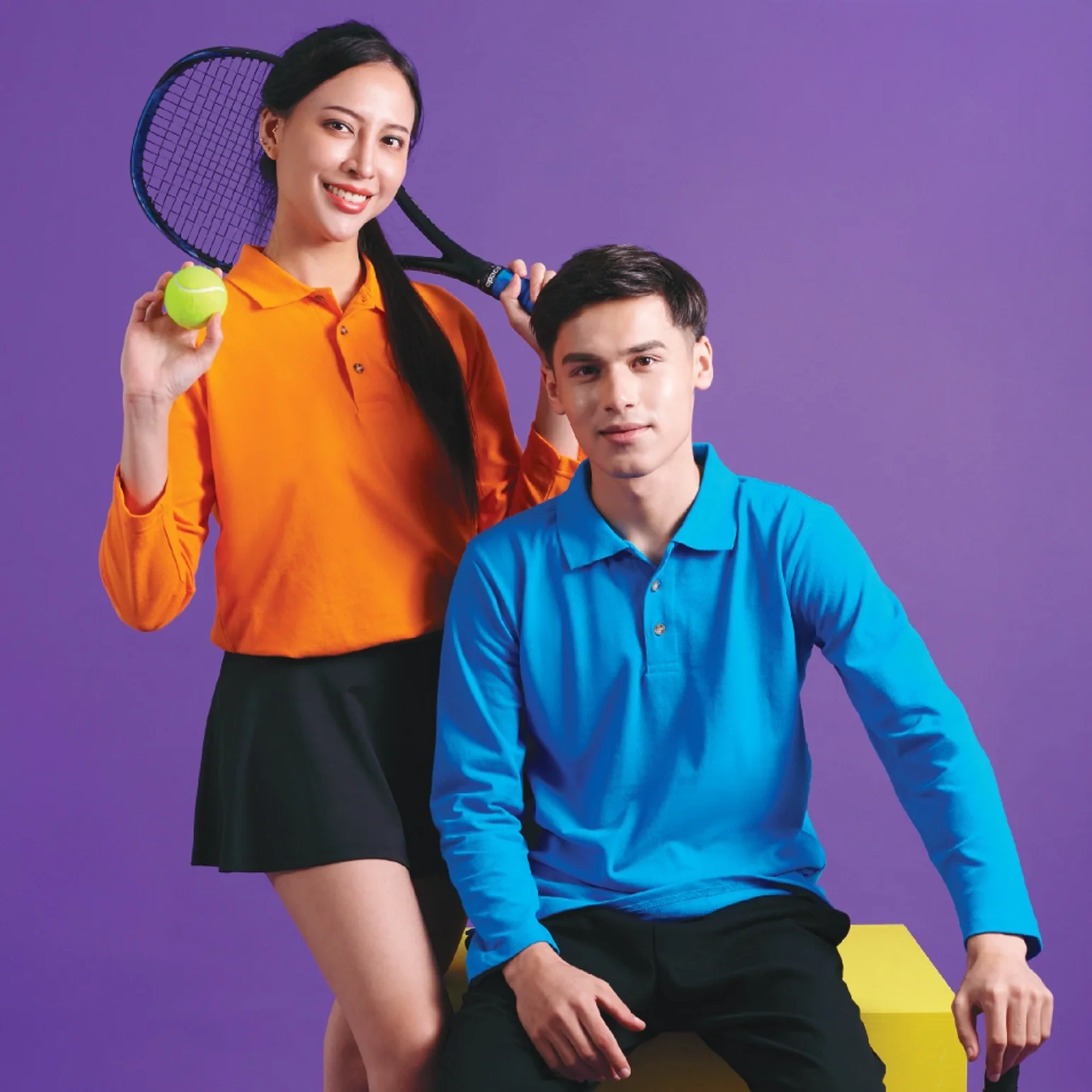 Plain Honeycomb Long Sleeve Polo T-Shirt